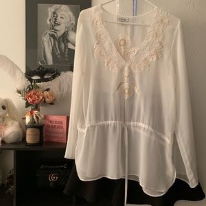 bebe Tops - See through white long sleeves blouse bebe Tops - See through white long sleeves blouse